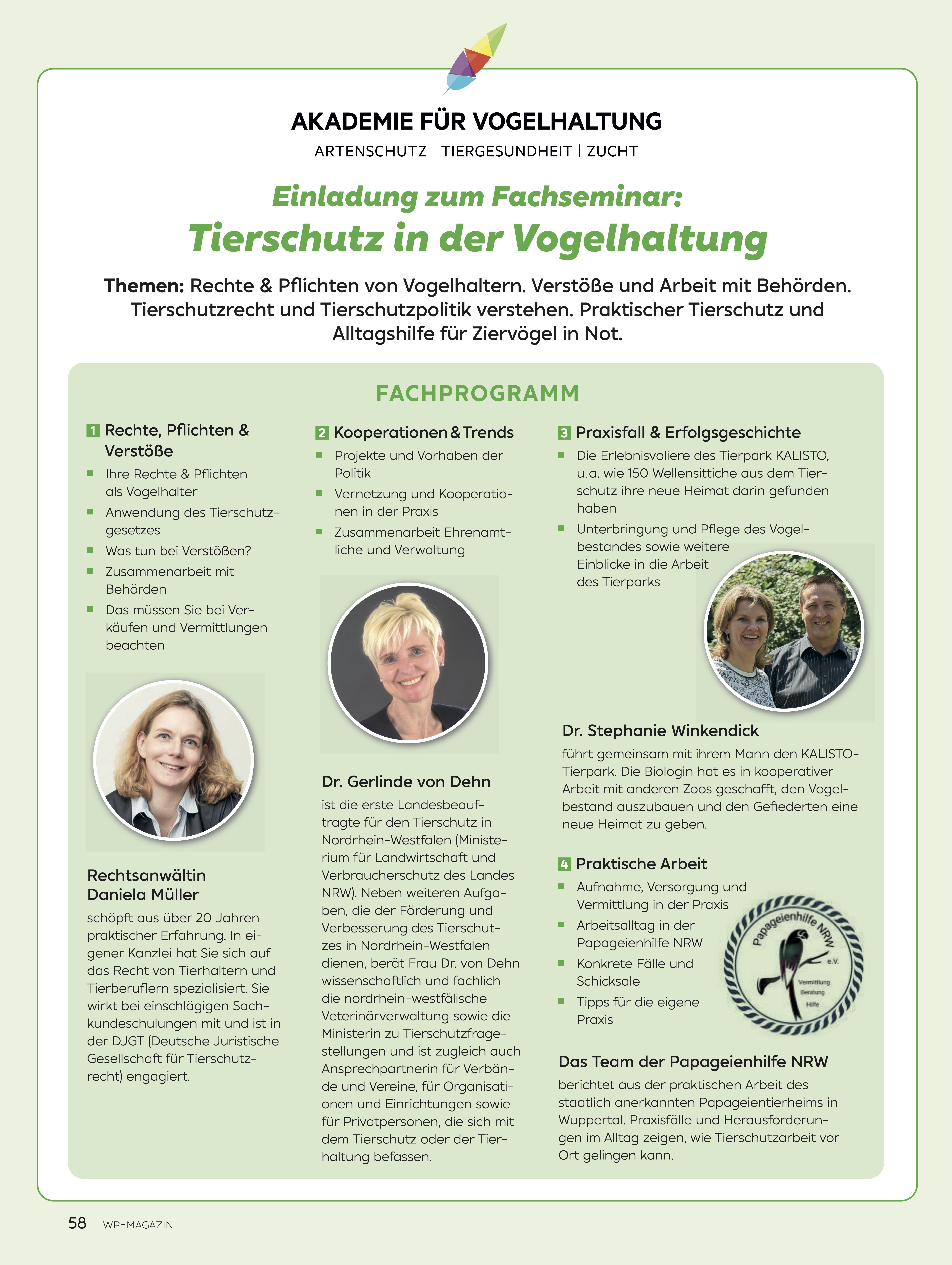 Fachseminar: Tierschutz in der Vogelhaltung